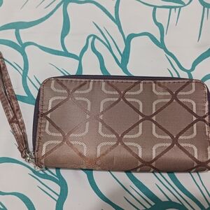 Brown Geometric Wristlet Wallet